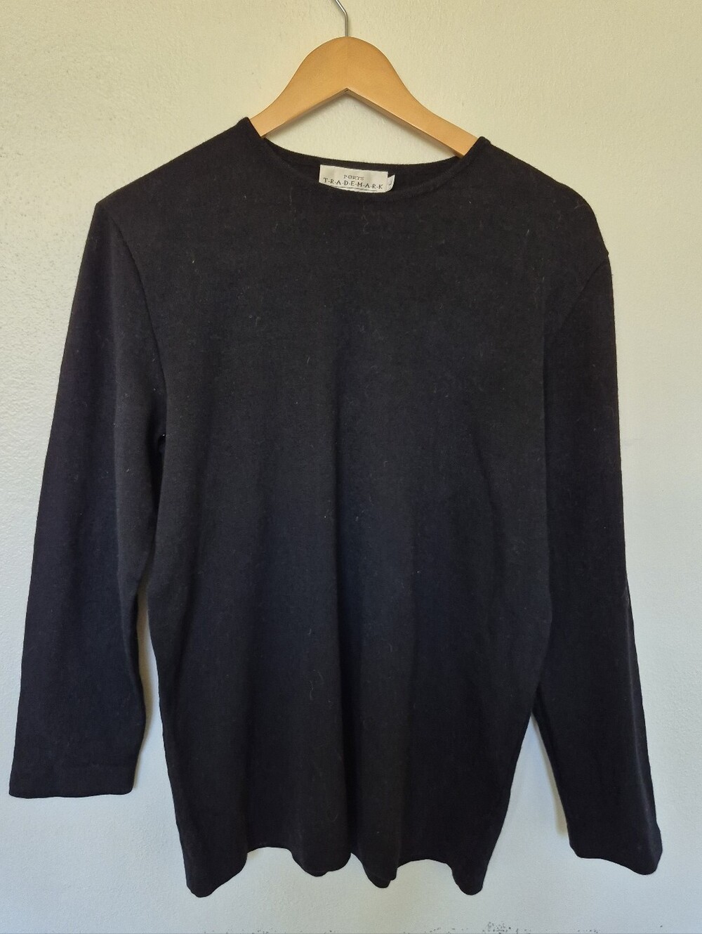 Vintage 100% Wool Black Crew Neck Sweater Large
